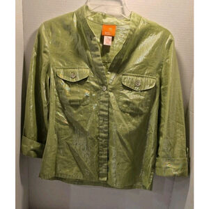 Hearts Of Palm Women's Button Blouse Green Size 6